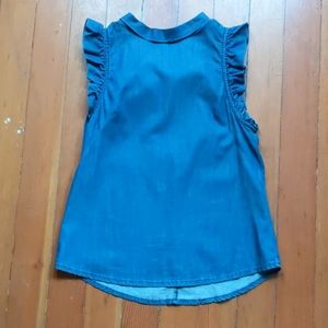 Sleeveless cotton chambray top